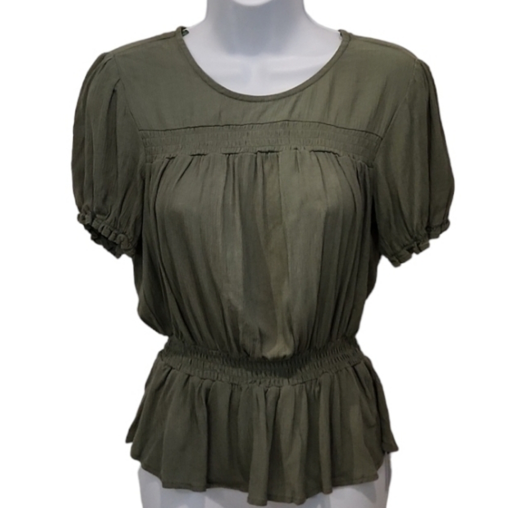 Blue Rain Sage Green Peplum Top